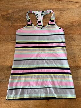 IVIVVA (Lululemon for kids) Girls Sz 12 Athletic Striped Racerback Tank
